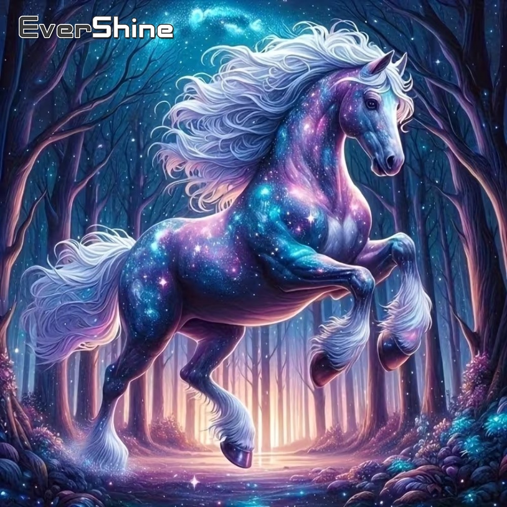 Painting Supplies - EverShine フルスクエアラウンドダイヤモンドモザイク馬動物 DIY ダイヤモンド絵画アクリルクラフト用品刺繍子供の趣味