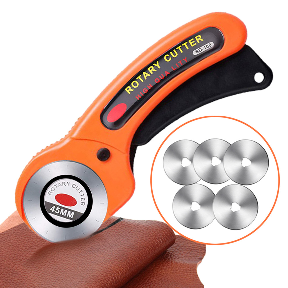 Rotary Cutter For Fabric 45Mm - 45mm回転式カッターブレード。布、革、紙の裁断に。人間工学に基づいたハンドルと安全ロック付き。裁縫、キルティング、手芸に最適。