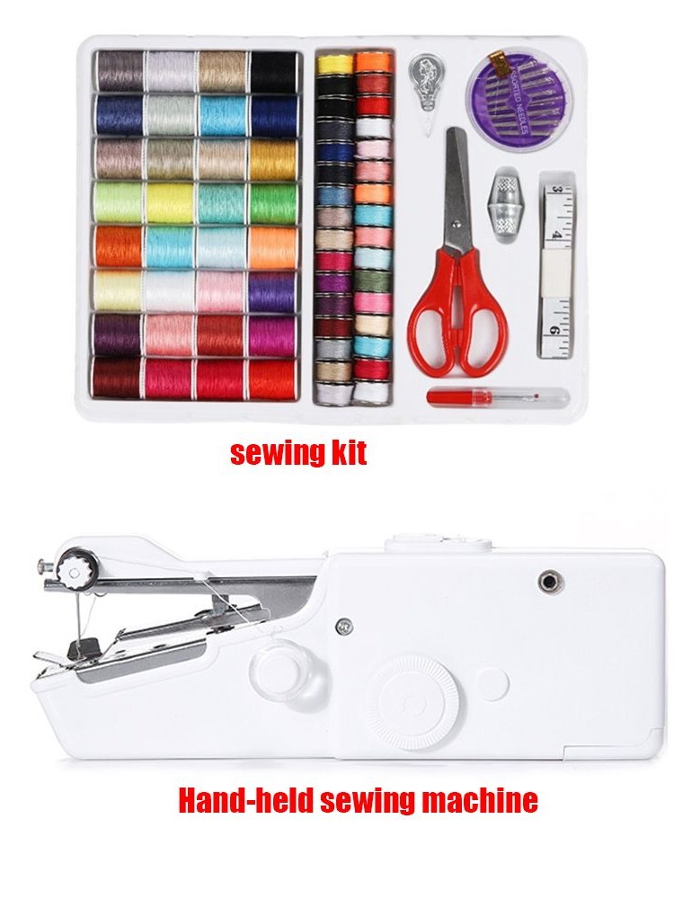 Mini Electric Sewing Machine Handheld - ロック機能付きステッチングツール、DIY用、裁縫道具、電動ミシン、小型、携帯用、手持ち式、裁縫キット