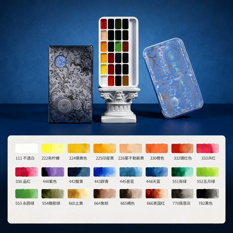 ルーベンス 24色 1ml入り 水彩絵の具セット。携帯に便利 - Watercolor Paint Set Solid Pigment のレビューと価格