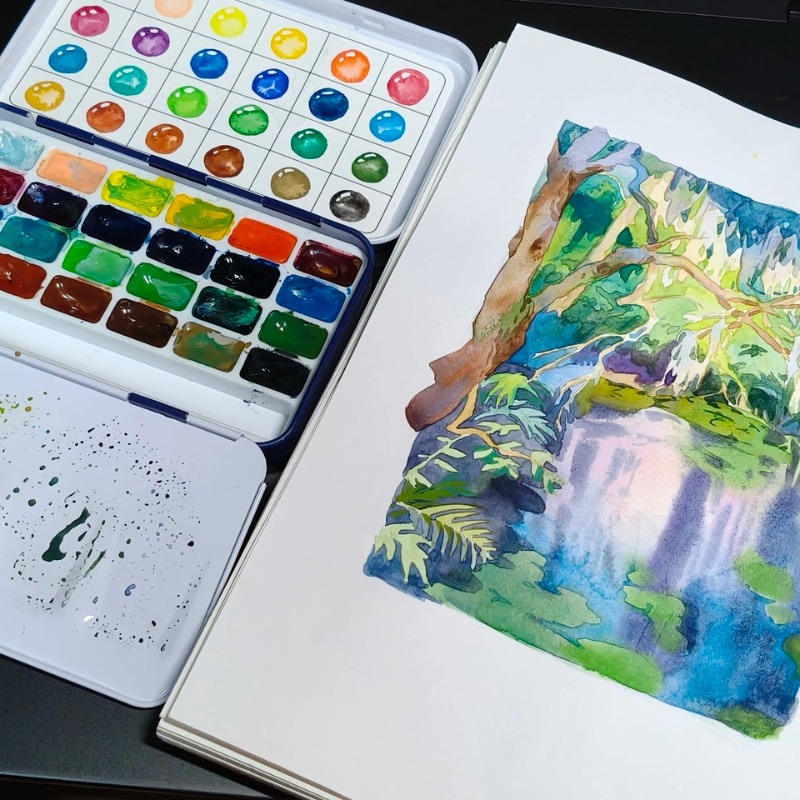 ルーベンス 24色 1ml入り 水彩絵の具セット。携帯に便利 - Watercolor Paint Set Solid Pigment のレビューと価格