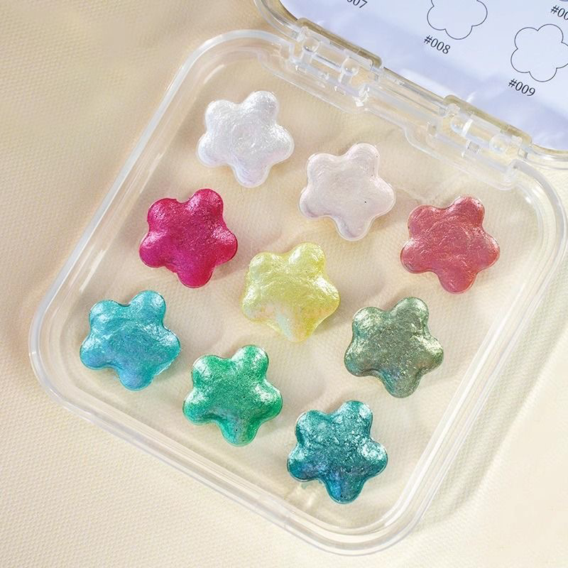 9 色メタリック真珠光沢のある水彩ゴールドパウダー顔料ガッシ - Watercolor Paint Set Solid Pigment のレビューと価格