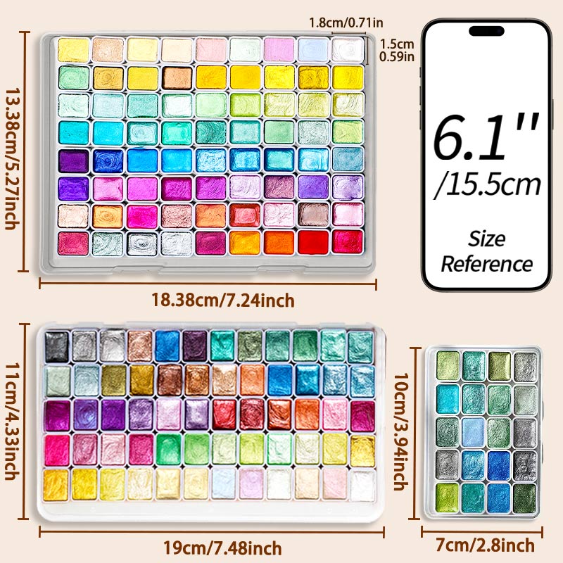 20/24/60/72 色パール水彩顔料、メタリック、シマー - Watercolor Paint Set Solid Pigment のレビューと価格