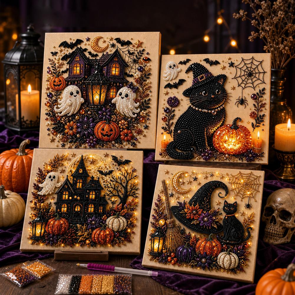 ハロウィンゴースト＆パンプキン3DパールアートDIYキット  - Painting Supplies のレビューと価格