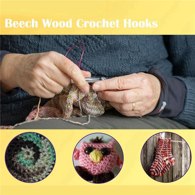 ABJI製 木製かぎ針 40本セット、3.0mm～6.5mm - Wooden Crochet Hooks Ergonomic Handle のレビューと価格