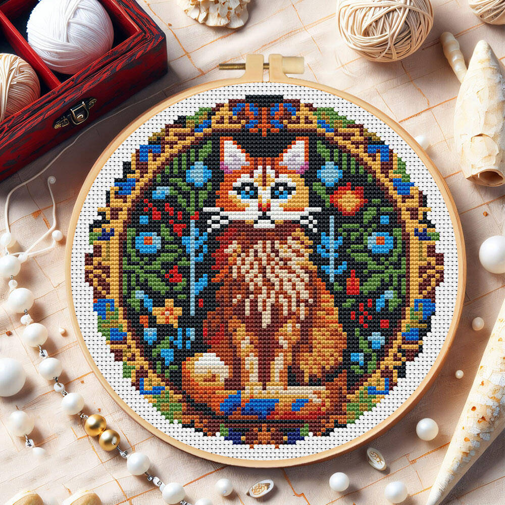 DIY クロスステッチ猫動物 11CT ミディアムグリッド  - Cotton Embroidery Thread Skeins のレビューと価格