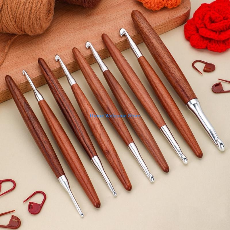 F68E 8 個木製ハンドルかぎ針編みフック収納ケース付き人 - Wooden Crochet Hooks Ergonomic Handle のレビューと価格