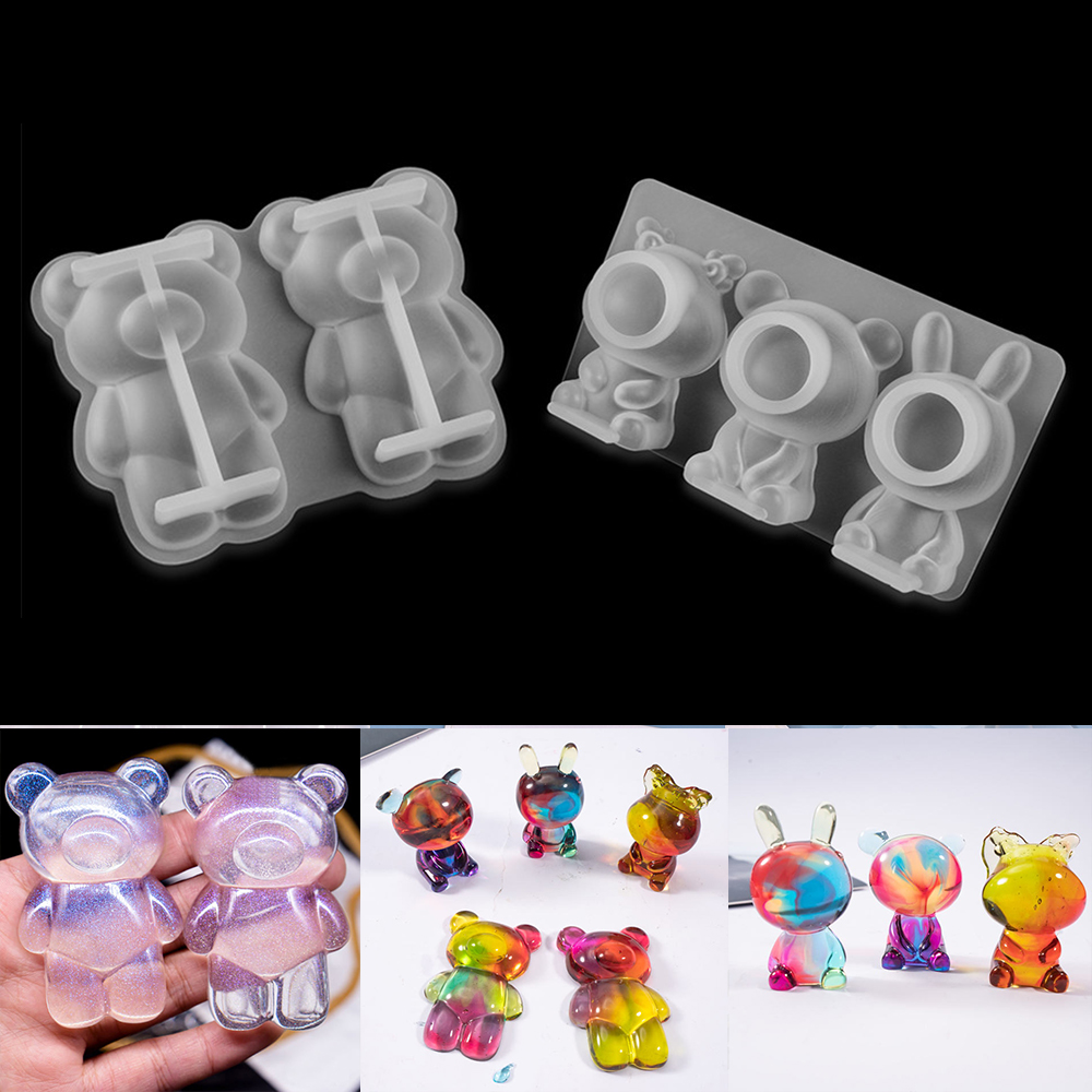 3dシリコン人形動物型,漫画,クマ,ウサギ,装飾,diy,工 - Silicone Epoxy Resin Molds Set のレビューと価格