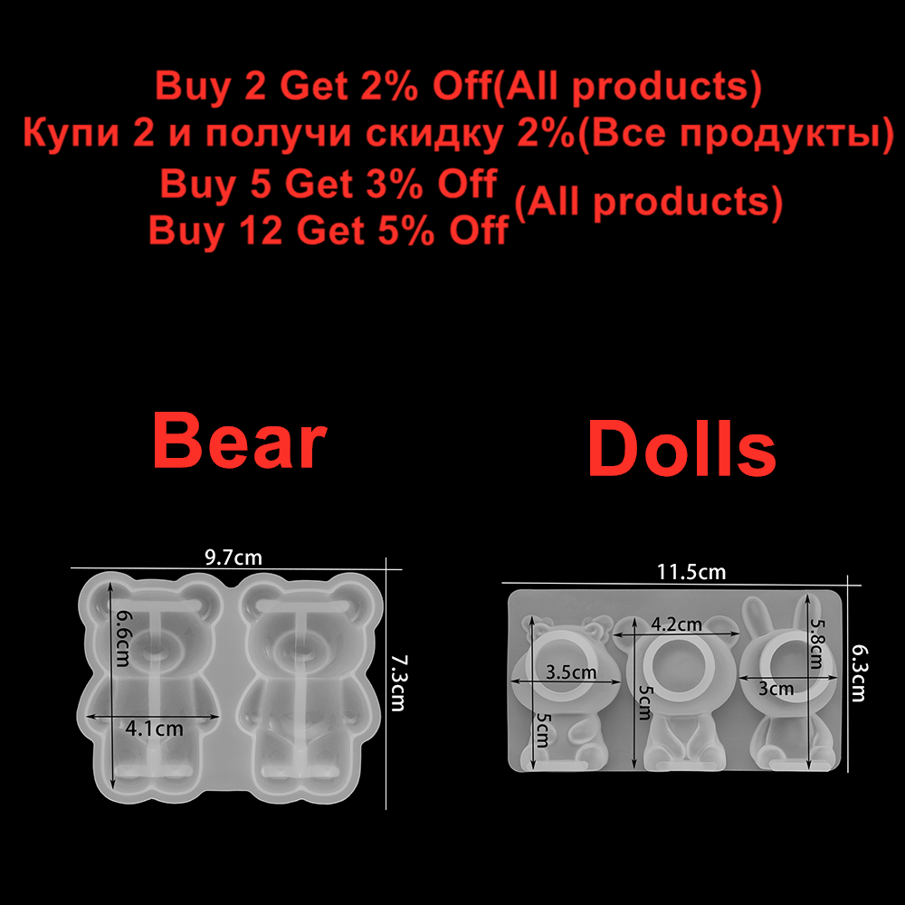 3dシリコン人形動物型,漫画,クマ,ウサギ,装飾,diy,工 - Silicone Epoxy Resin Molds Set のレビューと価格