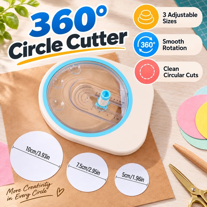 360 °   回転式の円形カッター。複数のサイズに調整可能 - Scrapbooking のレビューと価格