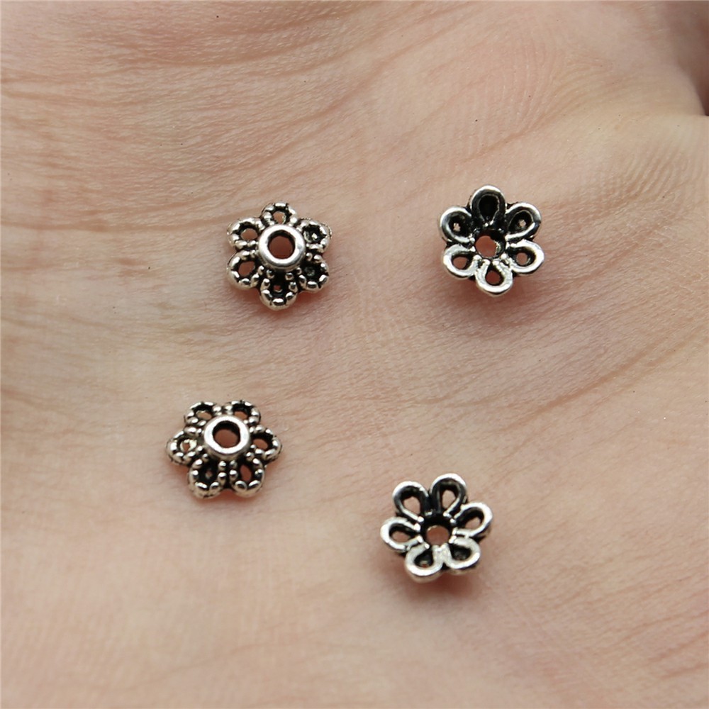 50個 6MM リーフフラワービーズエンドキャップ スペーサ - Beading のレビューと価格