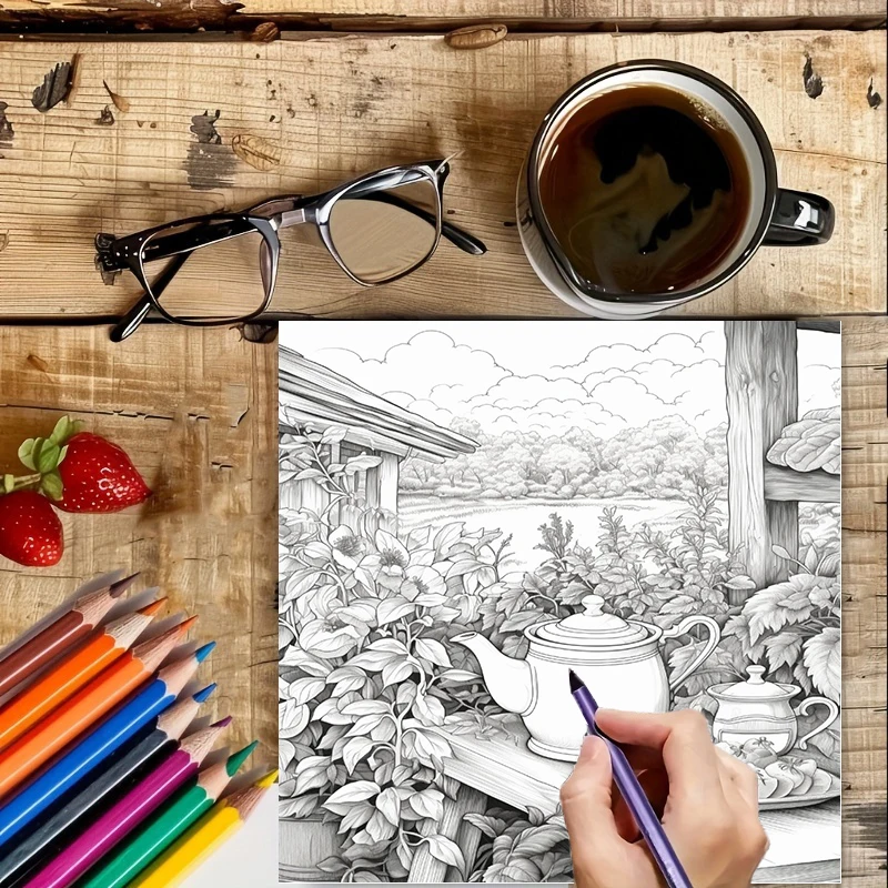 庭園の紅茶ぬりえブック 大人向け、美しいぬりえページ、誕生日 - Painting Supplies のレビューと価格
