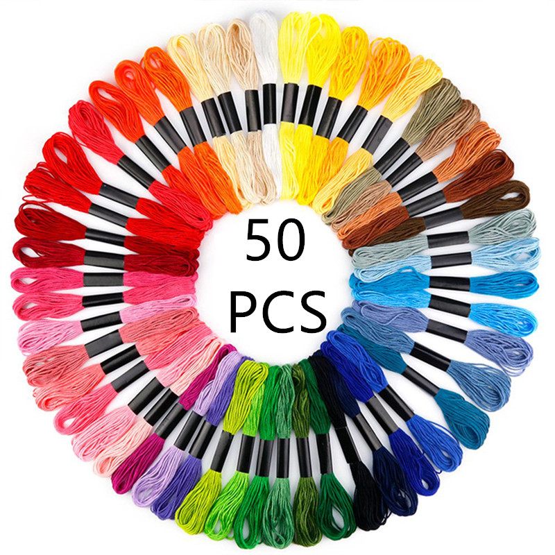 50本入り ランダムカラー 刺繍糸 DIY シルクライン ブ - Cotton Embroidery Thread Skeins のレビューと価格